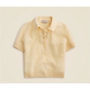 J. Crew Pale Yellow Brushed Cashmere Short-Sleeve Polo Sweater